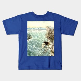 Bathing in a Sea Cove - Arthur Rackham Kids T-Shirt